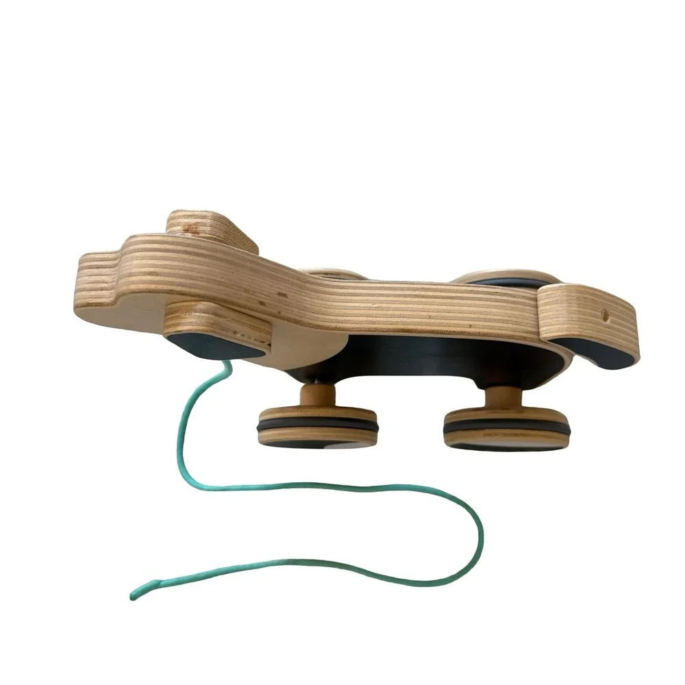 Lovevery Pull Toy Max the Dog Black Natural Wood Montessori Toddler